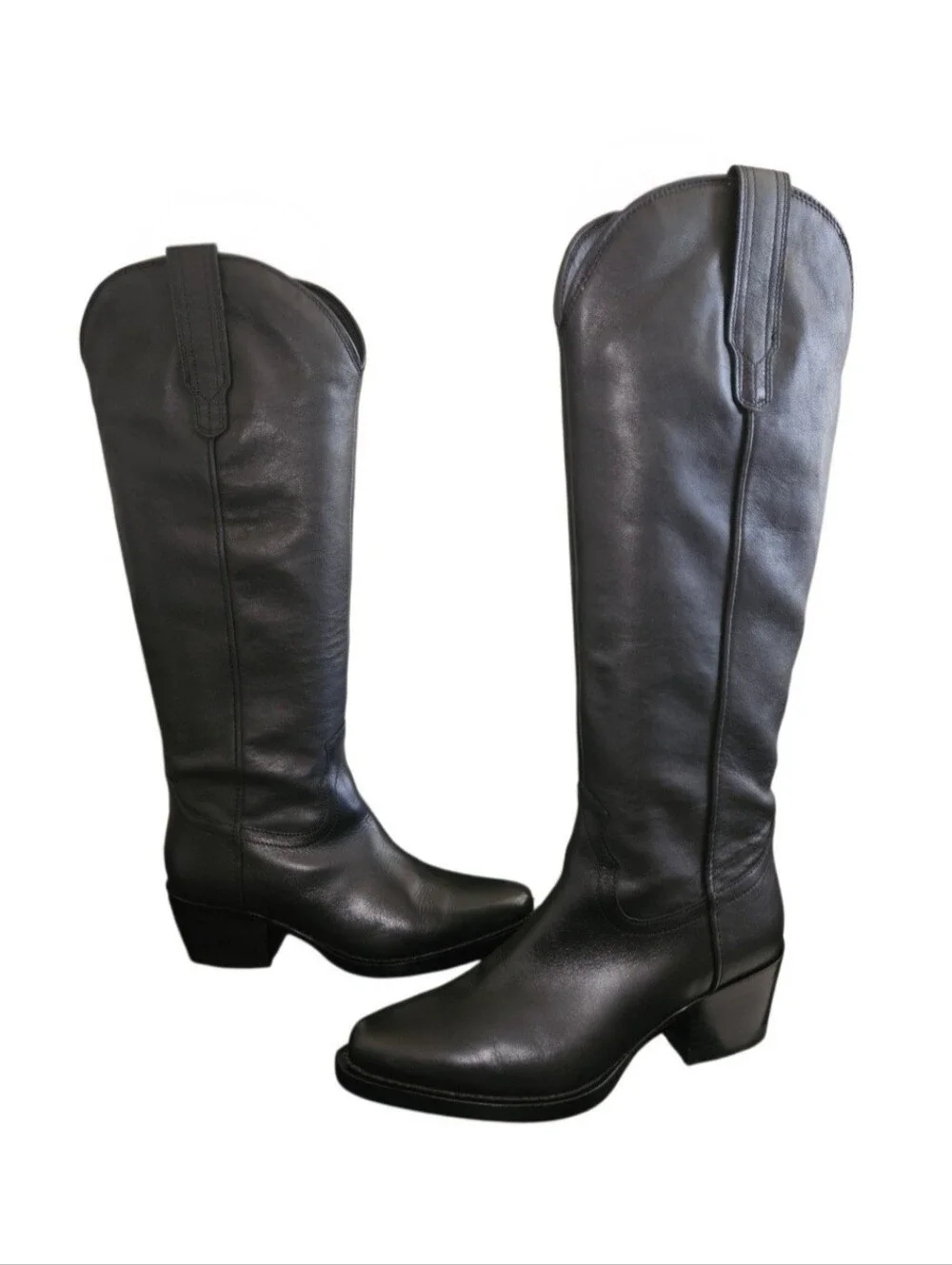 Quince Italian Leather Tall Western Boots In Black Size 7